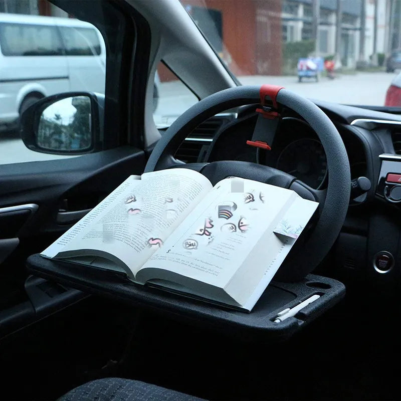 Multifunkční stolek do auta – držák na volant, držák na notebook, talíř na jídlo a mini stolek do auta