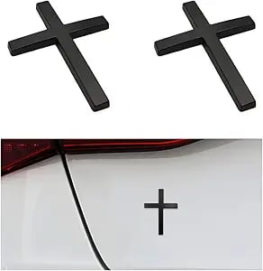3D kovová nálepka na auto s křížem