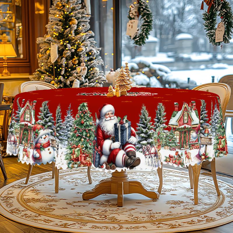 Prémiový vánoční ubrus - okouzlující motiv Santa Clause a soba pro radostné chvíle s rodinou