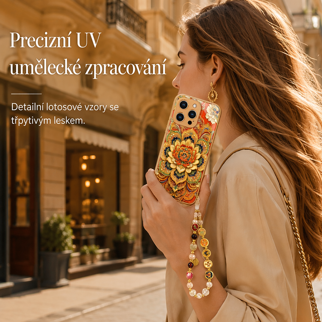 Ozdobte svůj telefon uměním Dunhuang – luxusní pouzdro na telefon s motivem lotosu a třpytivým povrchem. Na dobírku! 🌸