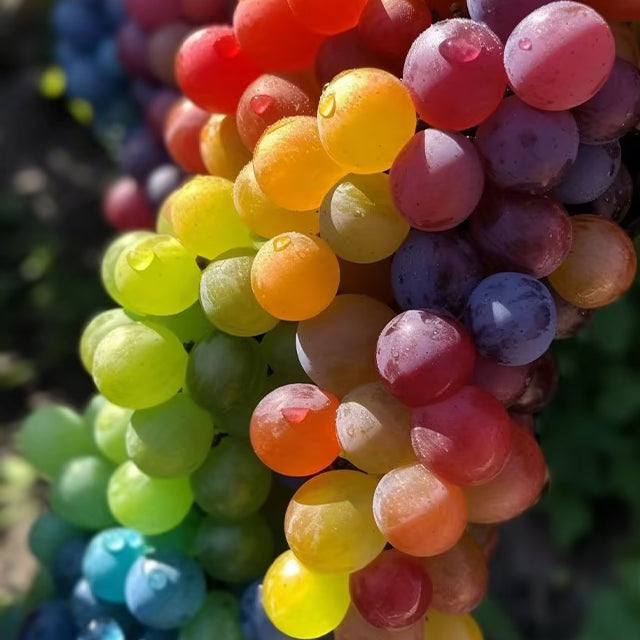 Nová vzácná, duhově zbarvená hybridní organická odrůda vinné révy