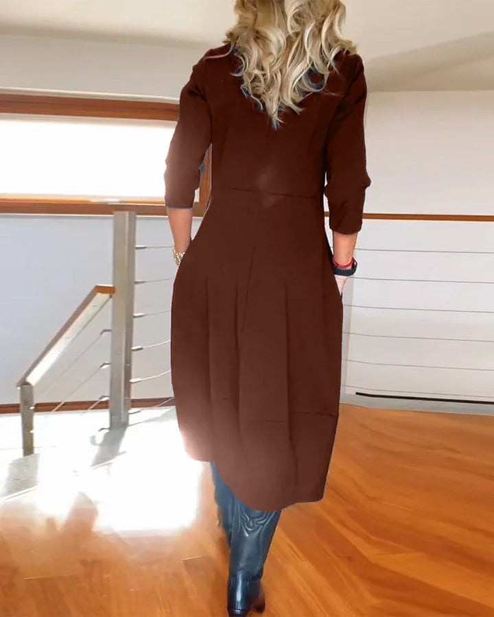 ✨ Šaty s dlouhým rukávem a kulatým výstřihem