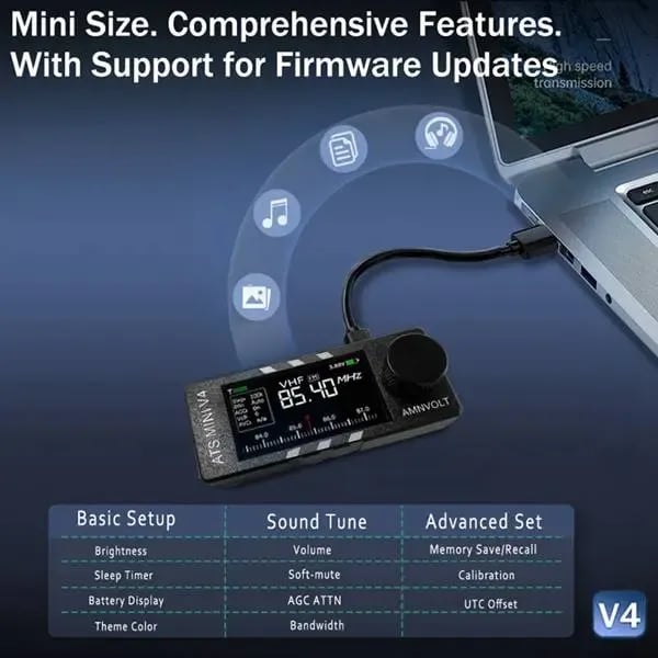 📻Vylepšený rádiový přijímač ATS Mini V4 Si4732 s DSP procesorem pro všechna pásma