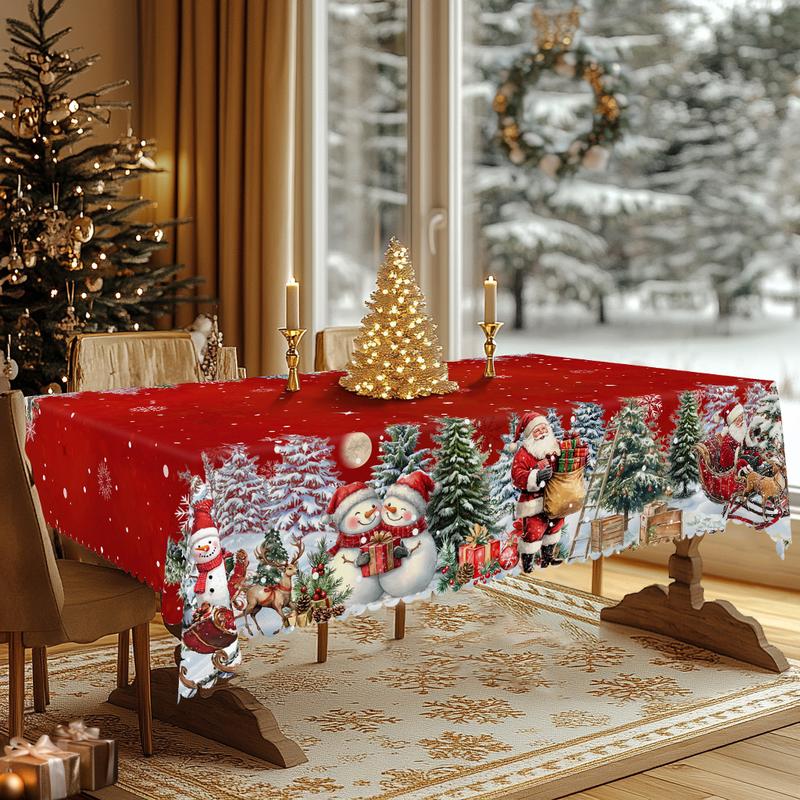 Prémiový vánoční ubrus - okouzlující motiv Santa Clause a soba pro radostné chvíle s rodinou