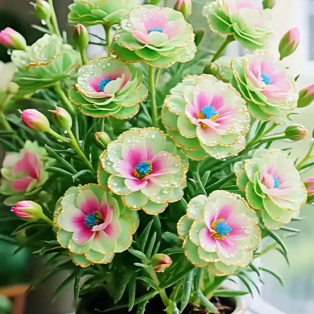 Zlatá krajková portulaka🌸✨ Nádherné dvojité květy pro bezproblémové letní zbarvení