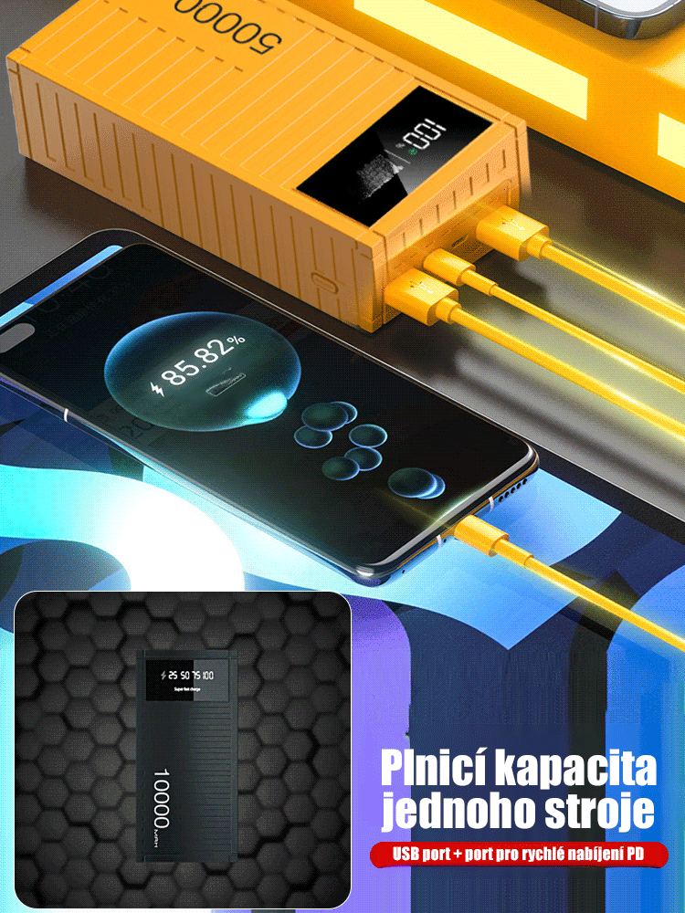 [50000mAh kontejner]Nová verze super rychlého 66W powerbanku.