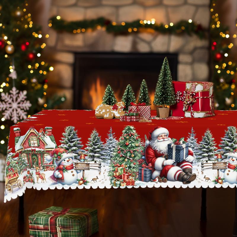 Prémiový vánoční ubrus - okouzlující motiv Santa Clause a soba pro radostné chvíle s rodinou