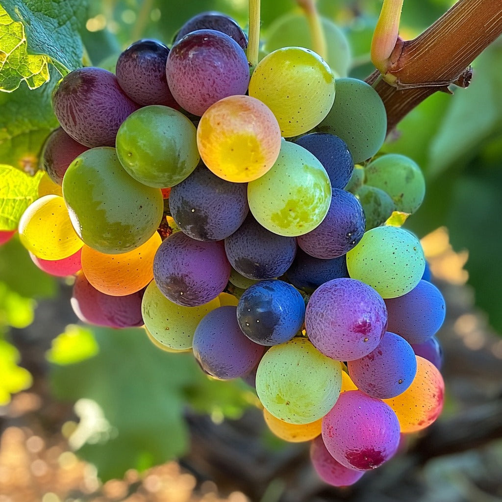 Nová vzácná, duhově zbarvená hybridní organická odrůda vinné révy