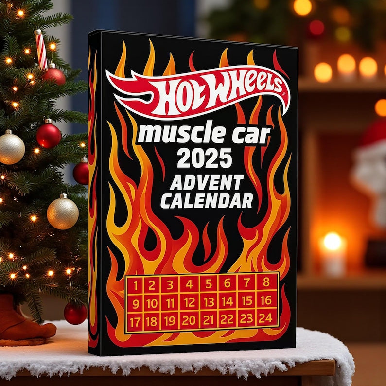 🔥Výprodej - 50% SLEVA🔥 - 🚗Adventní kalendář autíček Hot Wheels Muscle - 24 DNÍ 2025🎄