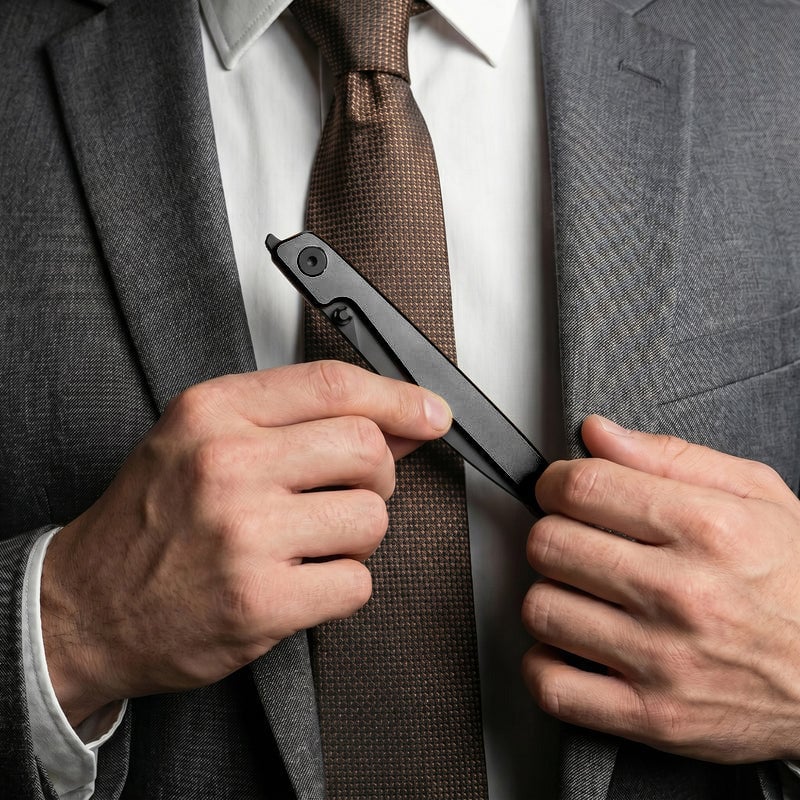 🔥Poslední den výprodeje 50% SLEVA🎉Dlouhý nůž s Liner Lock Front Flipper a černou hliníkovou rukojetí