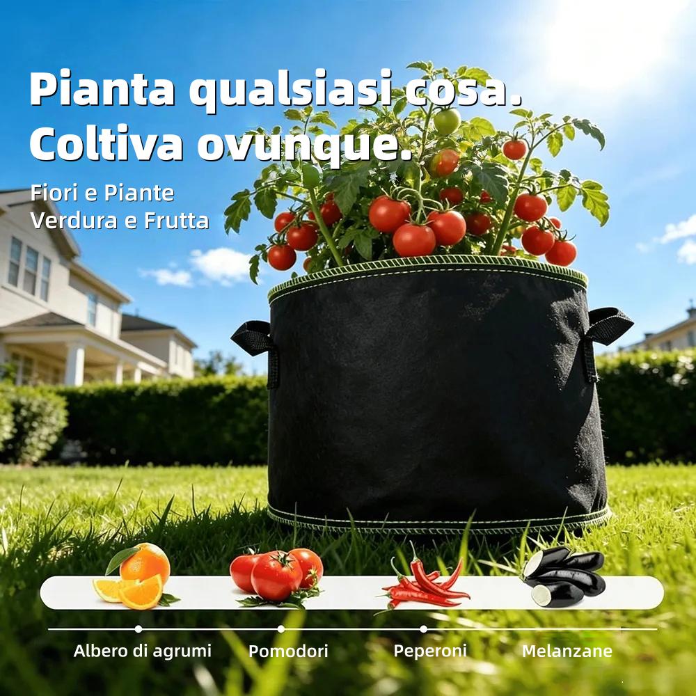 🌱 Balení 5 pěstebních sáčků o objemu 19 litrů (5 galonů) – odolné, prodyšné látkové květináče s uchy na zeleninu, květiny a ovoce