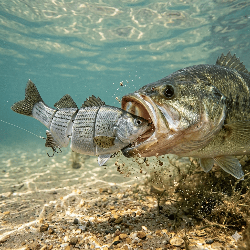 🌊Ovládněte vodu: Ozark Trail 5palcová vícedílná swimbait na bílého okouna🐟