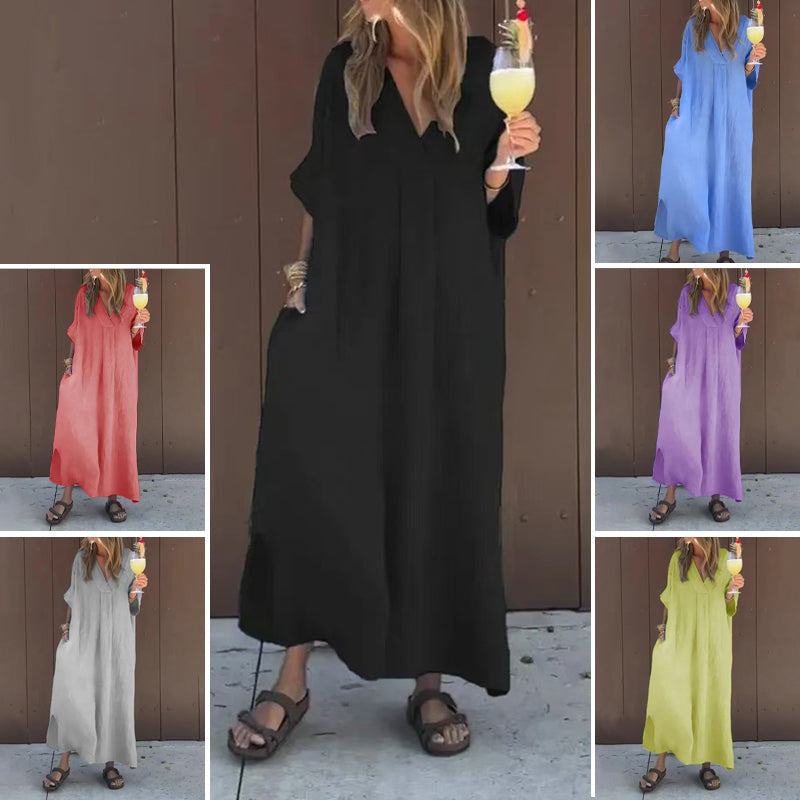 【S-4XL】💖 Ležérní, živé dámské šaty s výstřihem do V