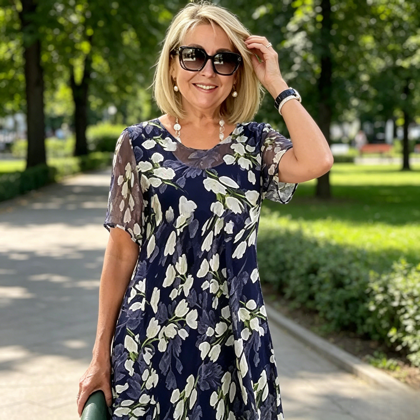 Dámské společenské šaty áčkového střihu s květinovým vzorem👗