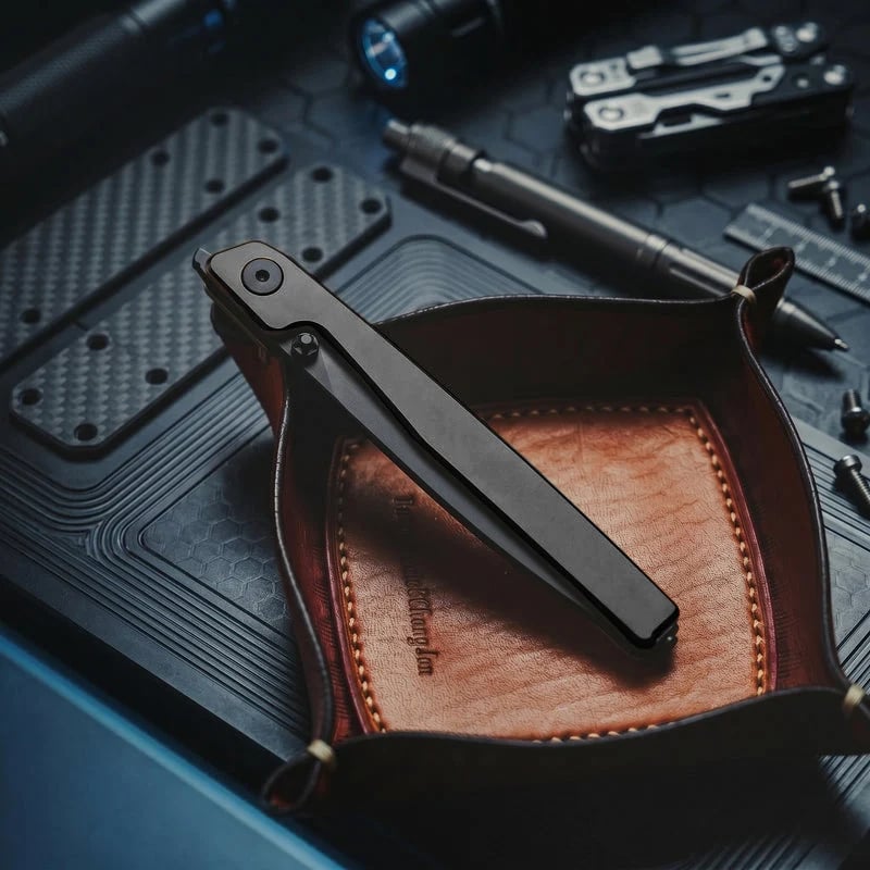 🔥Poslední den výprodeje 50% SLEVA🎉Dlouhý nůž s Liner Lock Front Flipper a černou hliníkovou rukojetí
