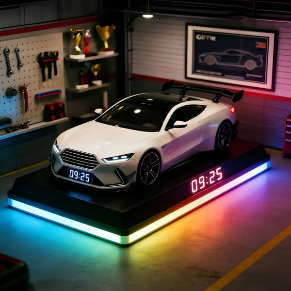 🎁 Budík s hyperautomobilem🏎️ Realistický motor a světelné efekty
