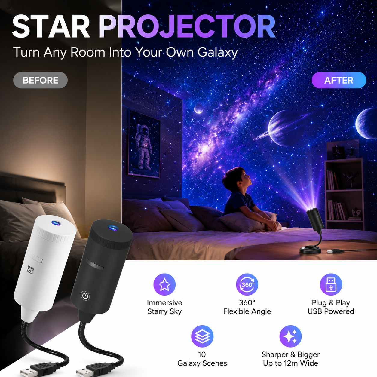 HD projektor hvězdné oblohy typu Plug-and-Play – více než 50 000 spokojených uživatelů