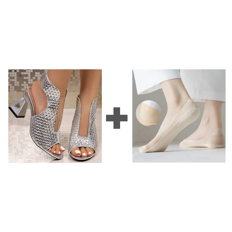 🏖️👠Elegantní dámské sandály na vysokém podpatku s otevřenou špičkou – Štíhlé nohy, pohodlná chůze 👡