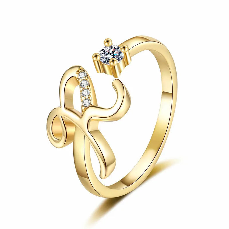 ⏳Časově omezená sleva 50 %⏰Nastavitelný třpytivý prsten s iniciálami pro ženy💍