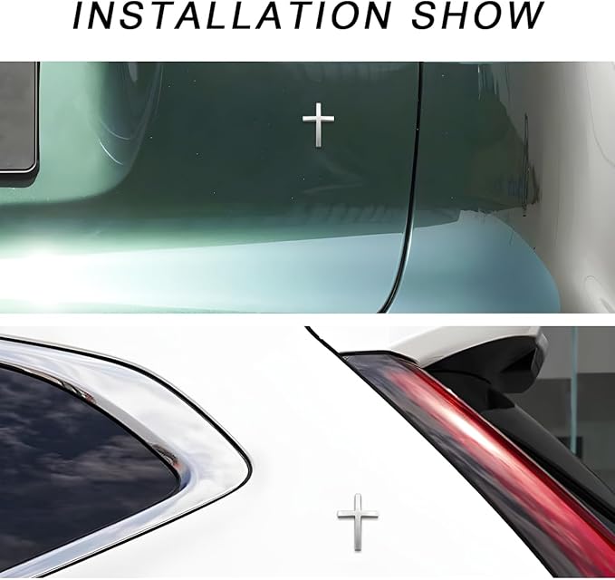 3D kovová nálepka na auto s křížem
