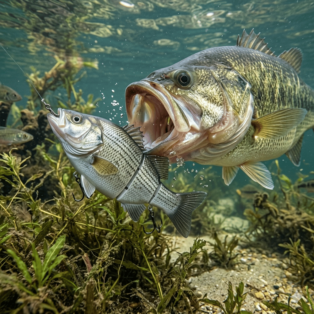 🌊Ovládněte vodu: Ozark Trail 5palcová vícedílná swimbait na bílého okouna🐟