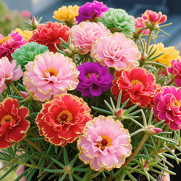 Zlatá krajková portulaka🌸✨ Nádherné dvojité květy pro bezproblémové letní zbarvení