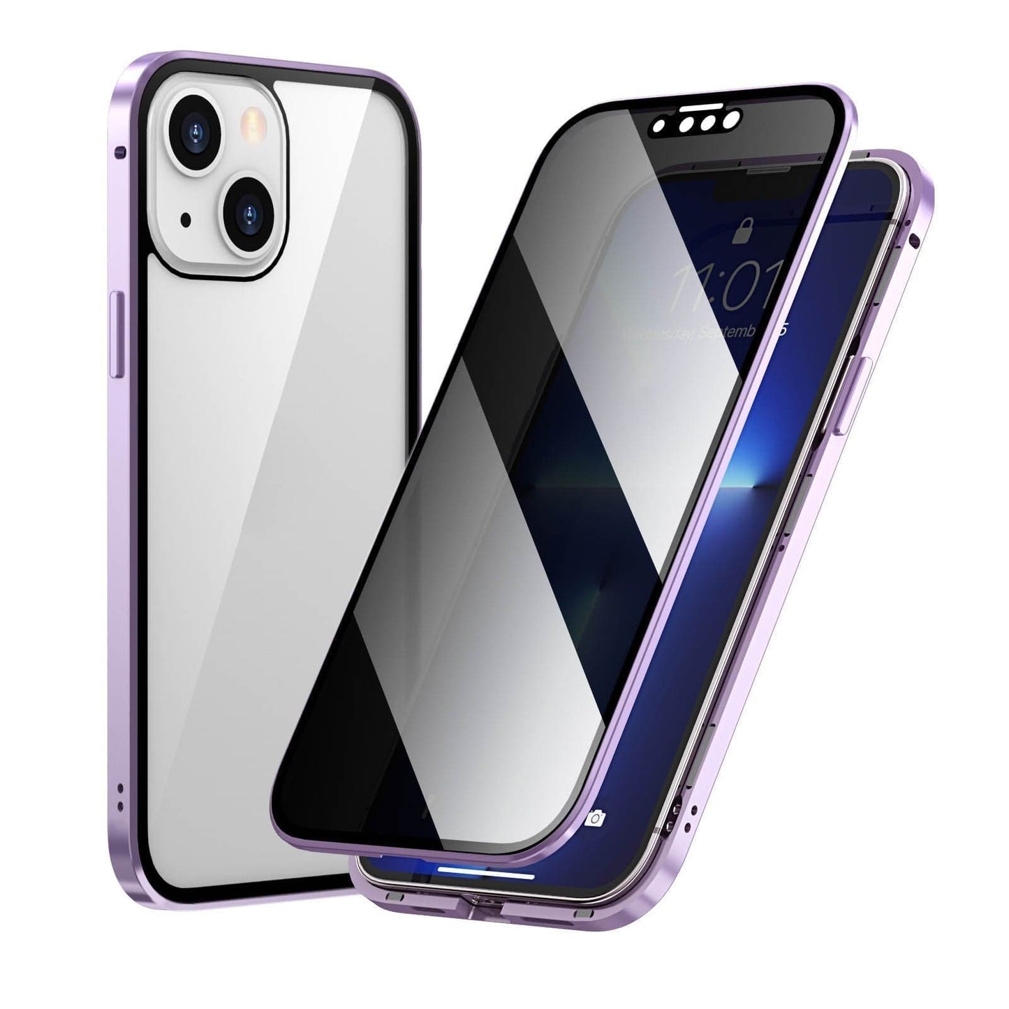 Magnetický kryt na iPhone s antireflexním sklem a kovem
