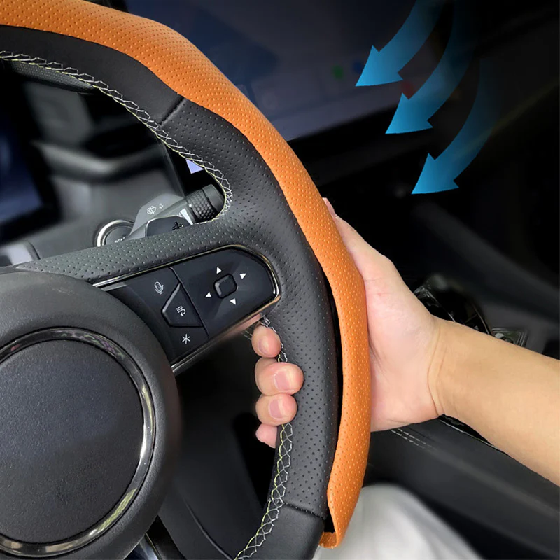 🔥🚗Prodyšný, protiskluzový, ultratenký potah volantu