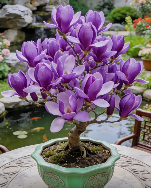 Cibule Magnolia liliiflora (fialové orchideje) 🌸 Květy skrývají listy, vůně naplňuje vzduch