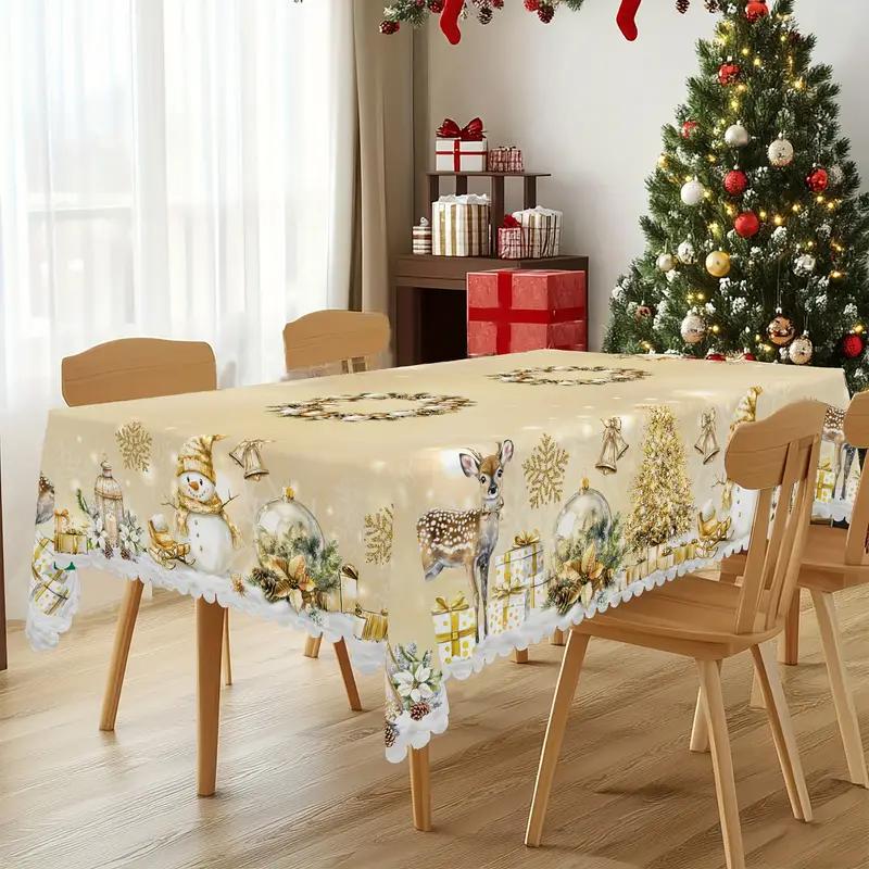 Prémiový vánoční ubrus - okouzlující motiv Santa Clause a soba pro radostné chvíle s rodinou