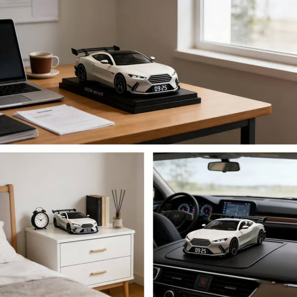 🎁 Budík s hyperautomobilem🏎️ Realistický motor a světelné efekty
