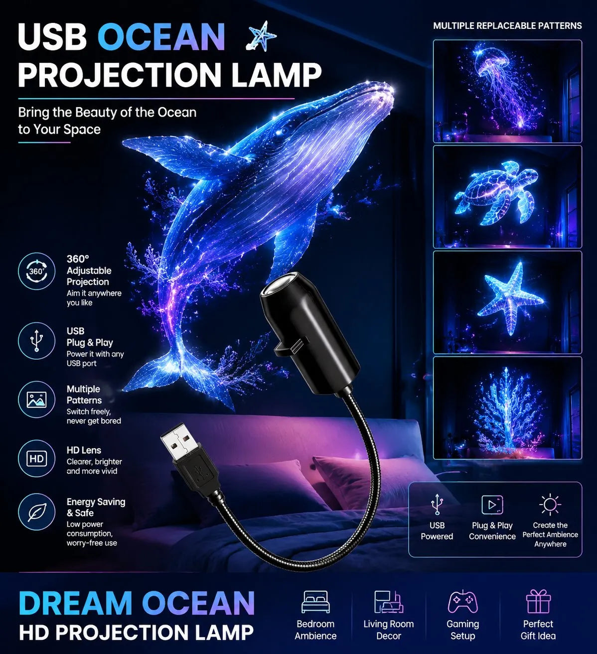 ✨ HD projektor hvězdné oblohy s technologií plug-and-play