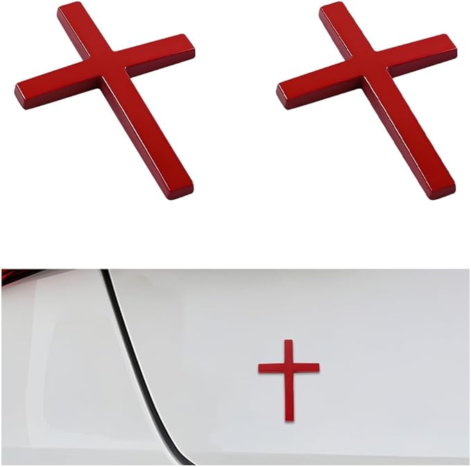 3D kovová nálepka na auto s křížem