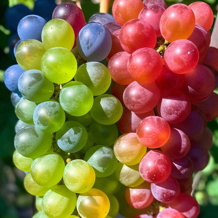 Nová vzácná, duhově zbarvená hybridní organická odrůda vinné révy