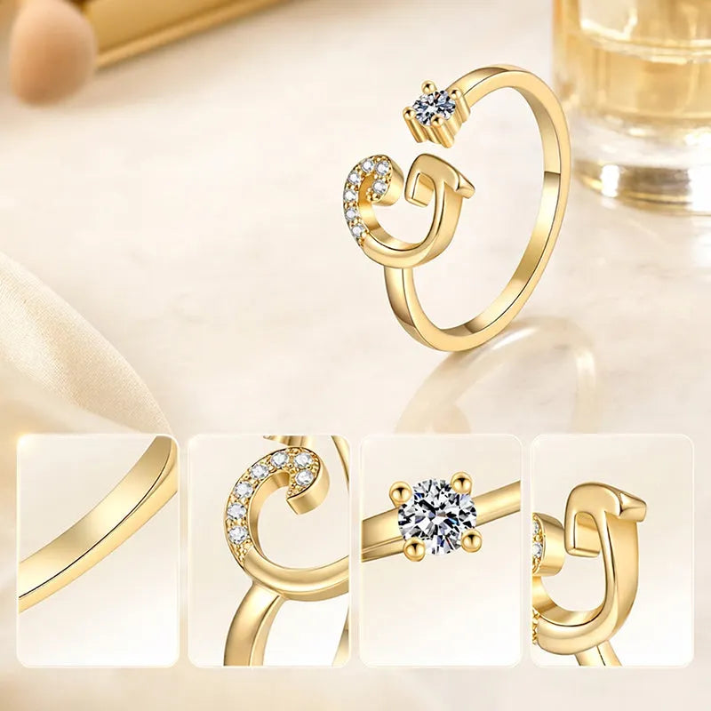 ⏳Časově omezená sleva 50 %⏰Nastavitelný třpytivý prsten s iniciálami pro ženy💍