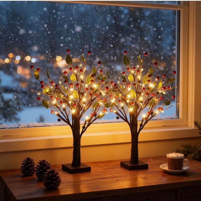 Vánoční LED lampa na strom s bobulemi