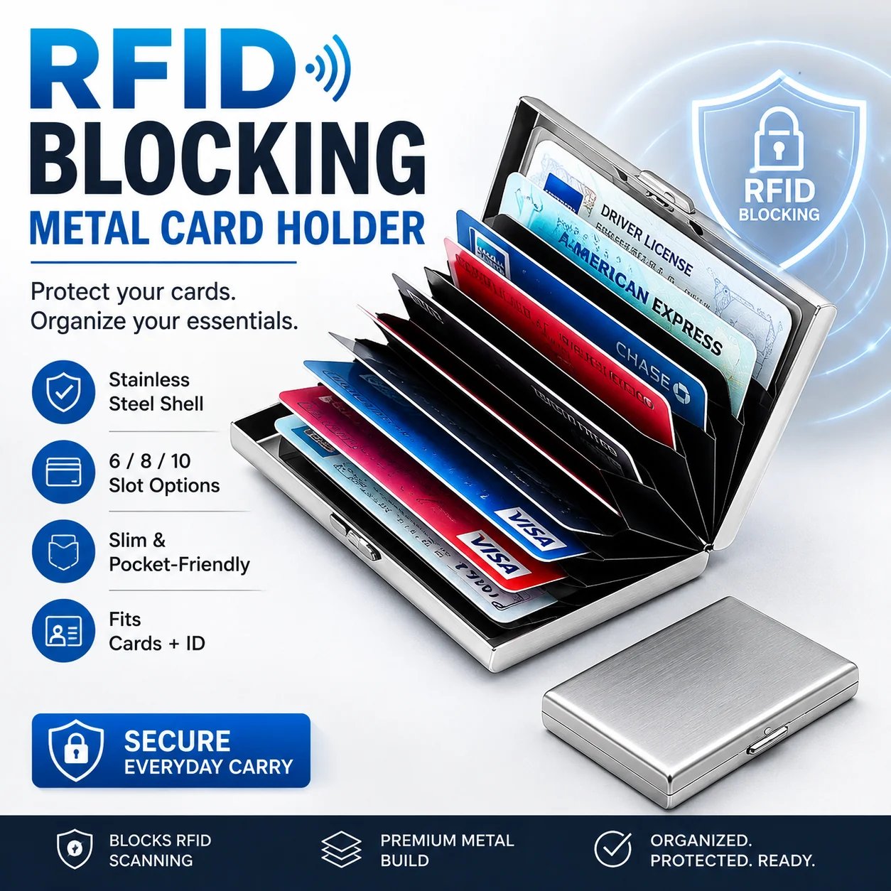Držák kovových karet s RFID blokováním