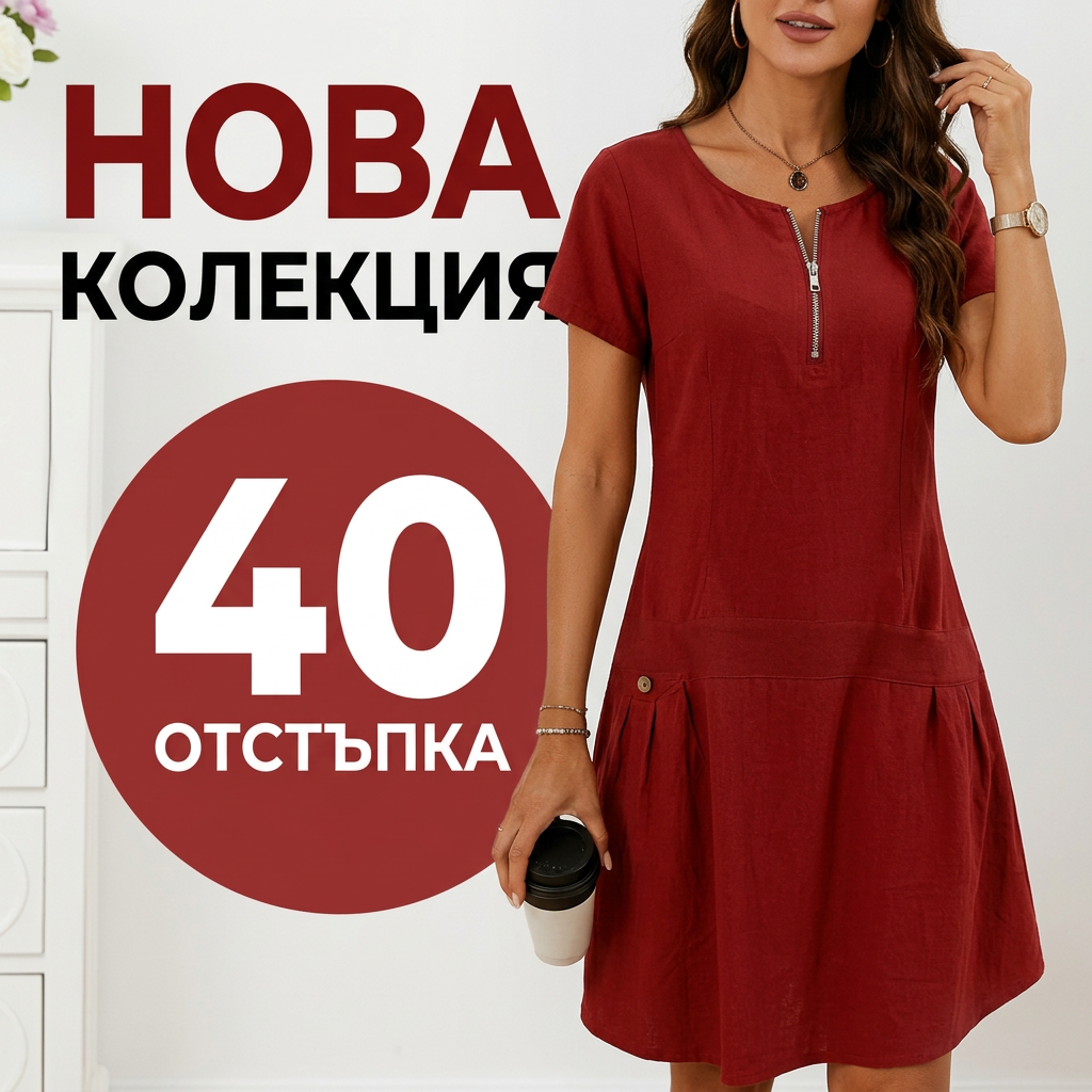 🎁Novinka SLEVA 40%💥Dámské šaty s polovičním zipem a kapsou na knoflík