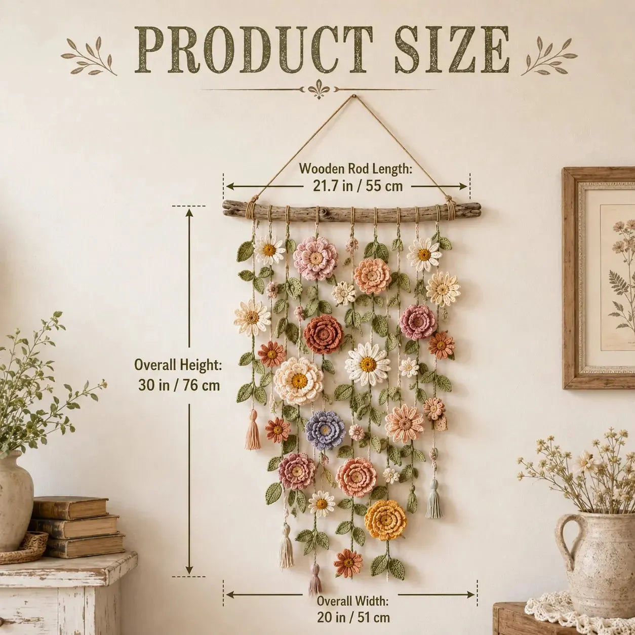 🌸Boho háčkovaná květinová dekorace na zeď