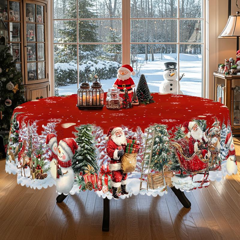 Prémiový vánoční ubrus - okouzlující motiv Santa Clause a soba pro radostné chvíle s rodinou