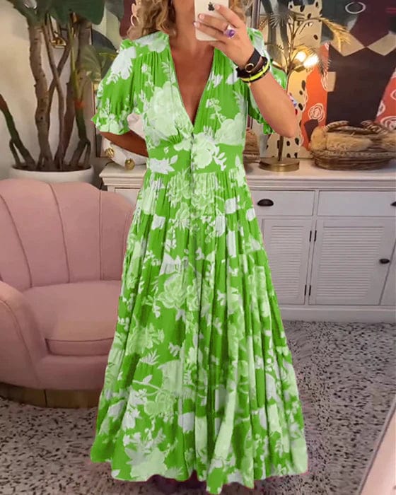💃Přiléhavé dlouhé šaty s výstřihem do V a kapsami