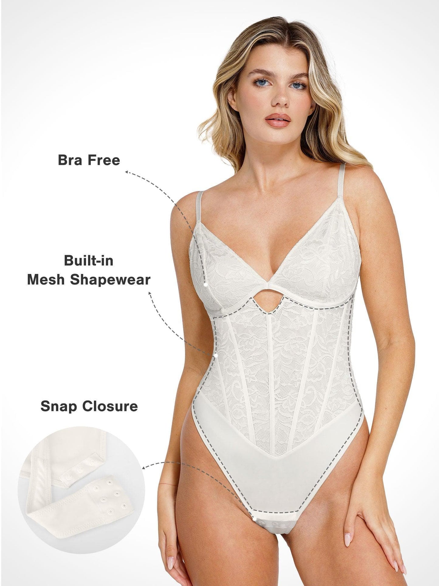 Shapewear bodysuit cutout modelování krajky