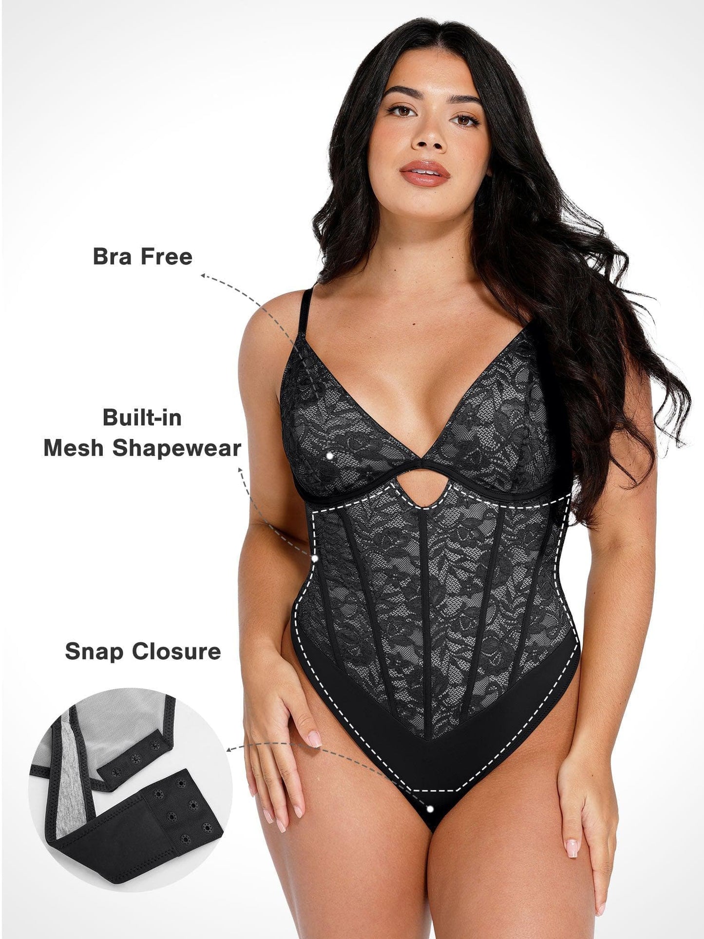 Shapewear bodysuit cutout modelování krajky