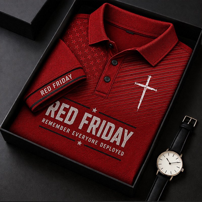 Pánské červené polo tričko s logem Friday