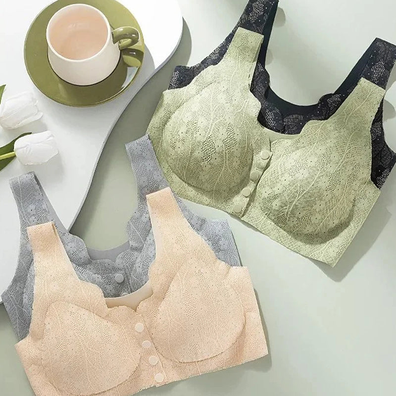 🩱 Sexy, prodyšná a pohodlná krajková podprsenka větší velikosti s knoflíky