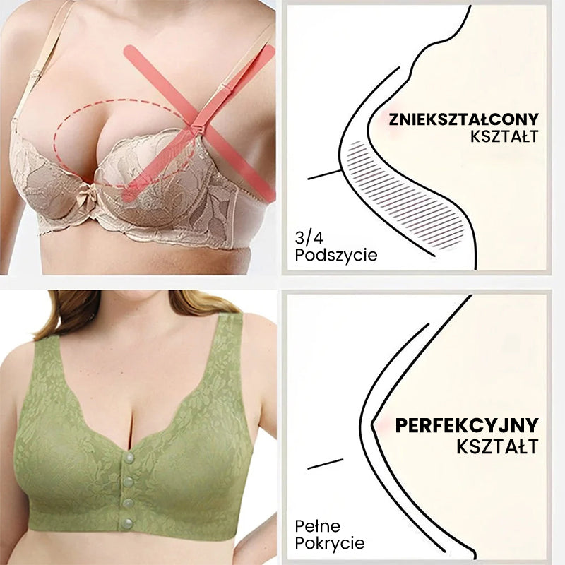 🩱 Sexy, prodyšná a pohodlná krajková podprsenka větší velikosti s knoflíky