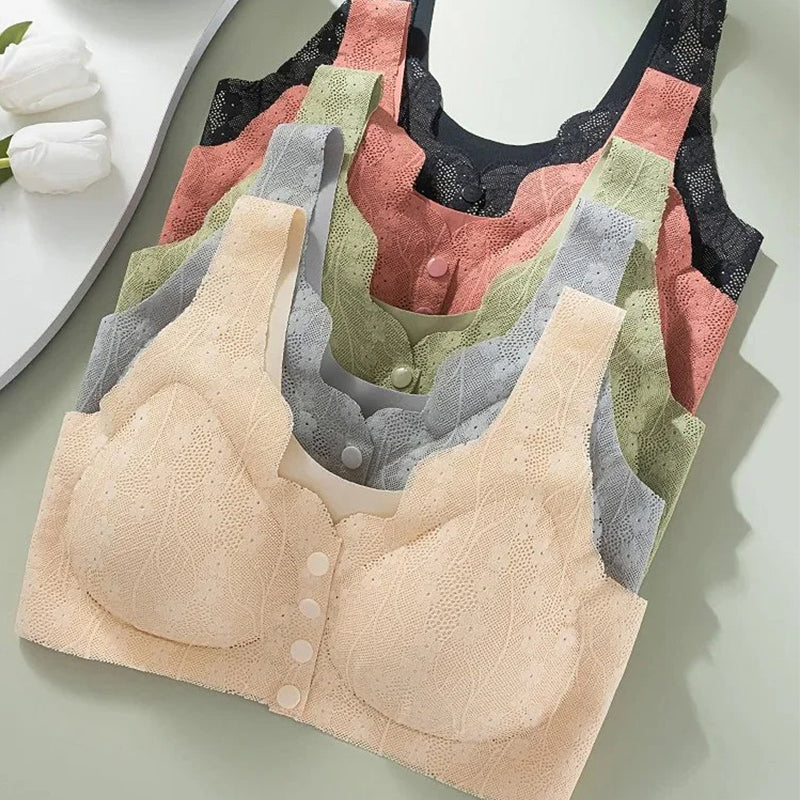 🩱 Sexy, prodyšná a pohodlná krajková podprsenka větší velikosti s knoflíky