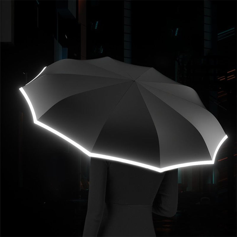 ☂️✨ Reflexní deštník s bezpečnostními proužky! Zpětné roztahování a smršťování bez stříkající vody, dobrá viditelnost v šeru