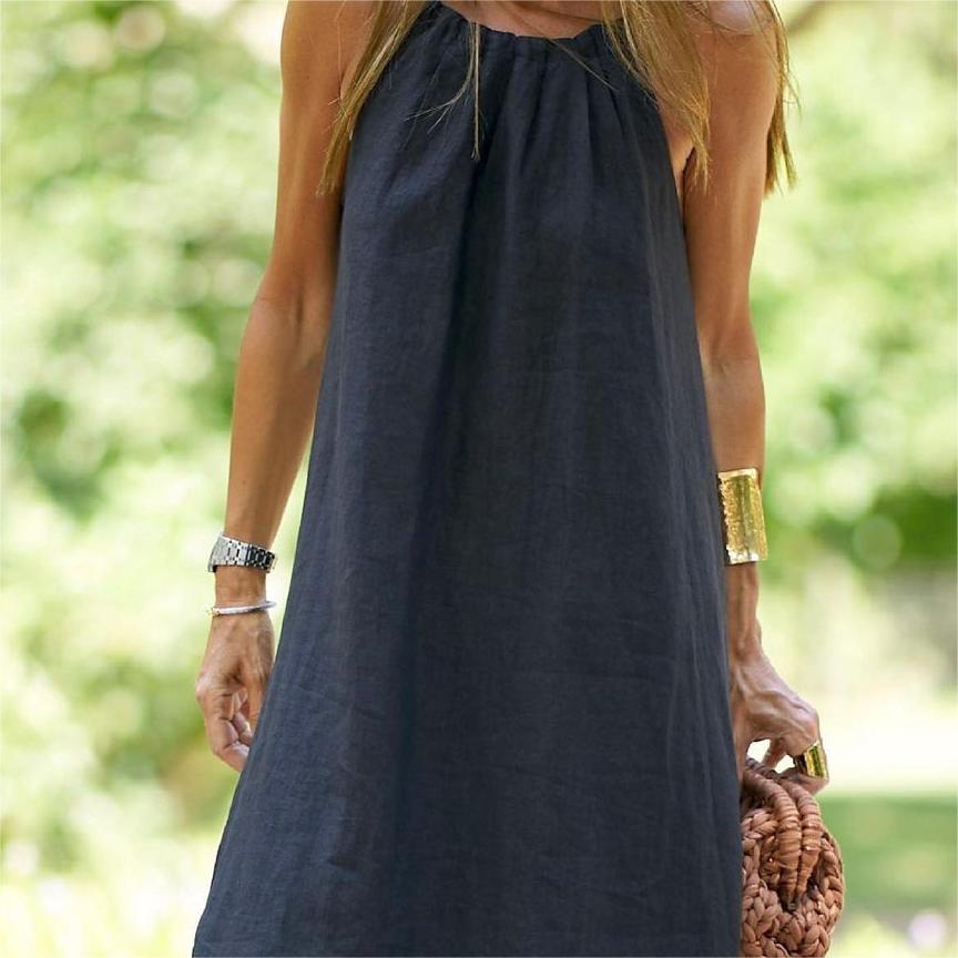 💃Jednobarevné, volné, prodyšné šaty s ramínky💛