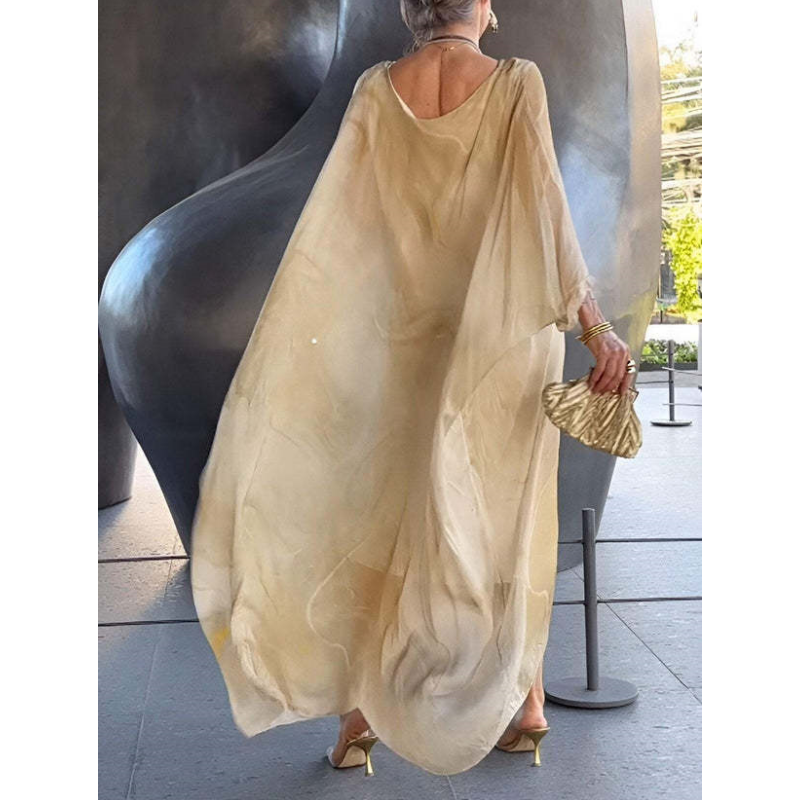 🔥horký výprodej🔥Elegantní šifonové šaty s mramorovým potiskem